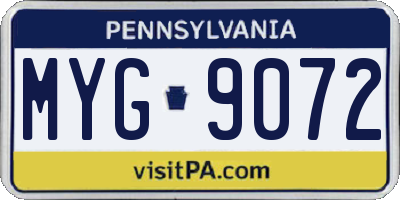 PA license plate MYG9072