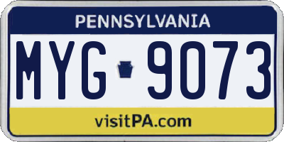 PA license plate MYG9073