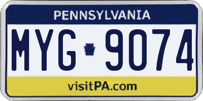PA license plate MYG9074