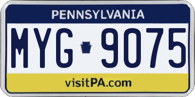 PA license plate MYG9075