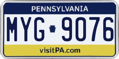 PA license plate MYG9076