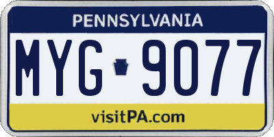 PA license plate MYG9077