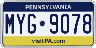 PA license plate MYG9078