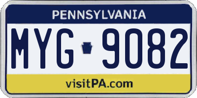 PA license plate MYG9082
