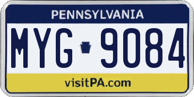 PA license plate MYG9084