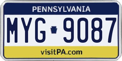 PA license plate MYG9087