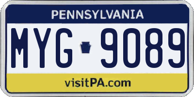 PA license plate MYG9089