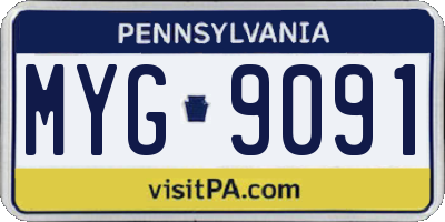 PA license plate MYG9091