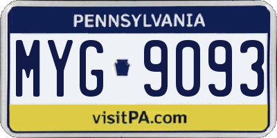 PA license plate MYG9093