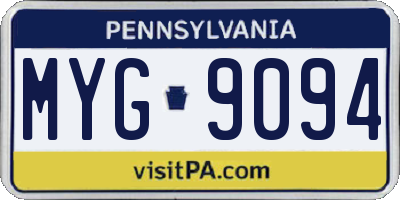 PA license plate MYG9094