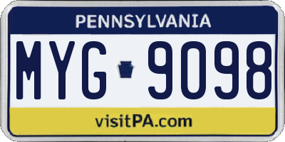 PA license plate MYG9098