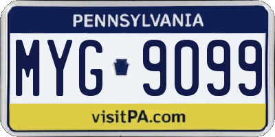 PA license plate MYG9099