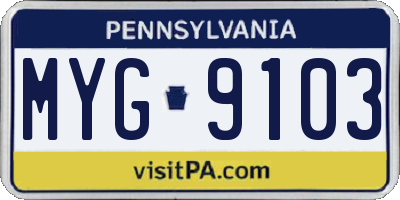 PA license plate MYG9103