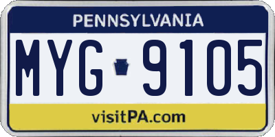 PA license plate MYG9105