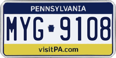 PA license plate MYG9108