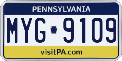 PA license plate MYG9109