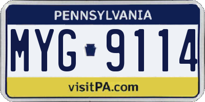 PA license plate MYG9114