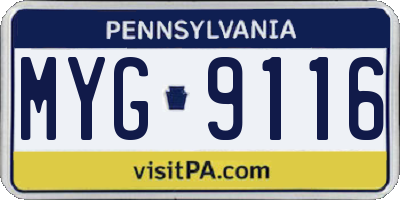 PA license plate MYG9116