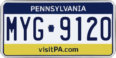 PA license plate MYG9120