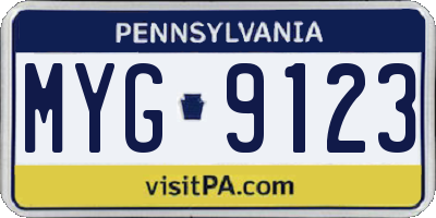 PA license plate MYG9123
