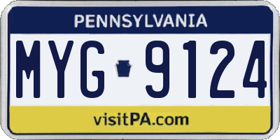 PA license plate MYG9124