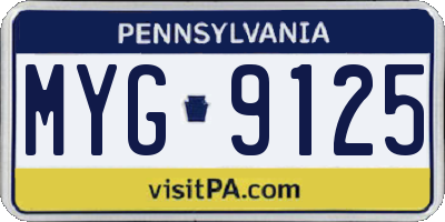 PA license plate MYG9125