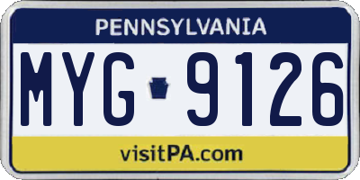 PA license plate MYG9126
