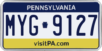 PA license plate MYG9127