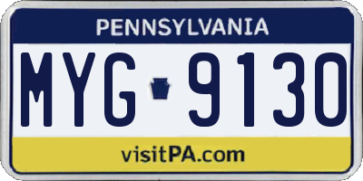 PA license plate MYG9130