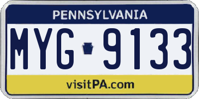PA license plate MYG9133