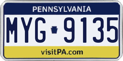 PA license plate MYG9135