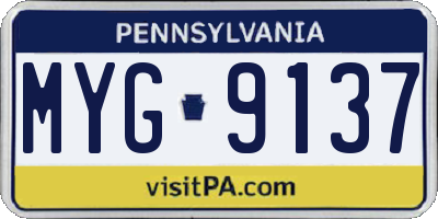 PA license plate MYG9137