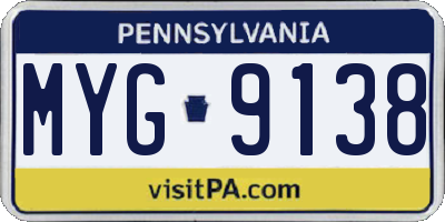 PA license plate MYG9138