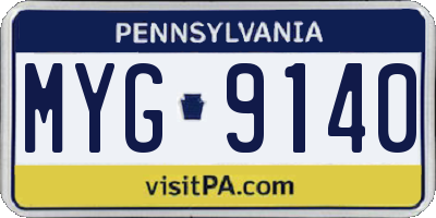 PA license plate MYG9140
