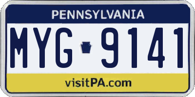 PA license plate MYG9141