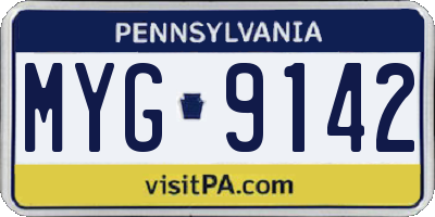 PA license plate MYG9142
