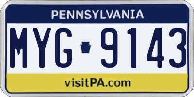 PA license plate MYG9143