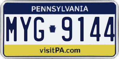 PA license plate MYG9144