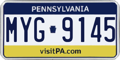 PA license plate MYG9145