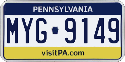 PA license plate MYG9149
