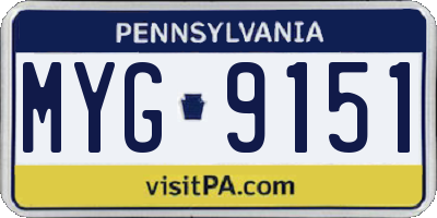 PA license plate MYG9151