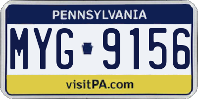 PA license plate MYG9156