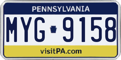 PA license plate MYG9158