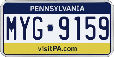 PA license plate MYG9159