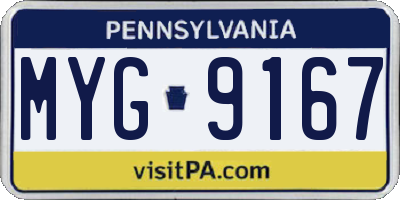 PA license plate MYG9167