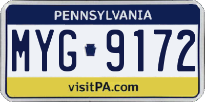 PA license plate MYG9172