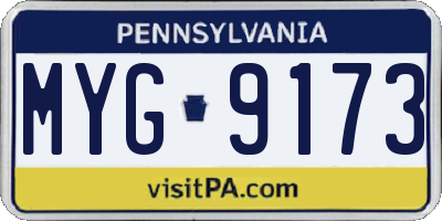 PA license plate MYG9173