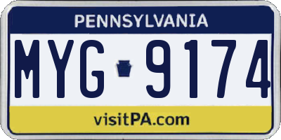PA license plate MYG9174