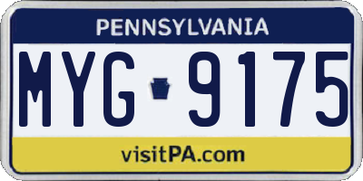 PA license plate MYG9175