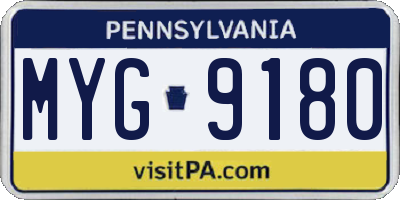 PA license plate MYG9180